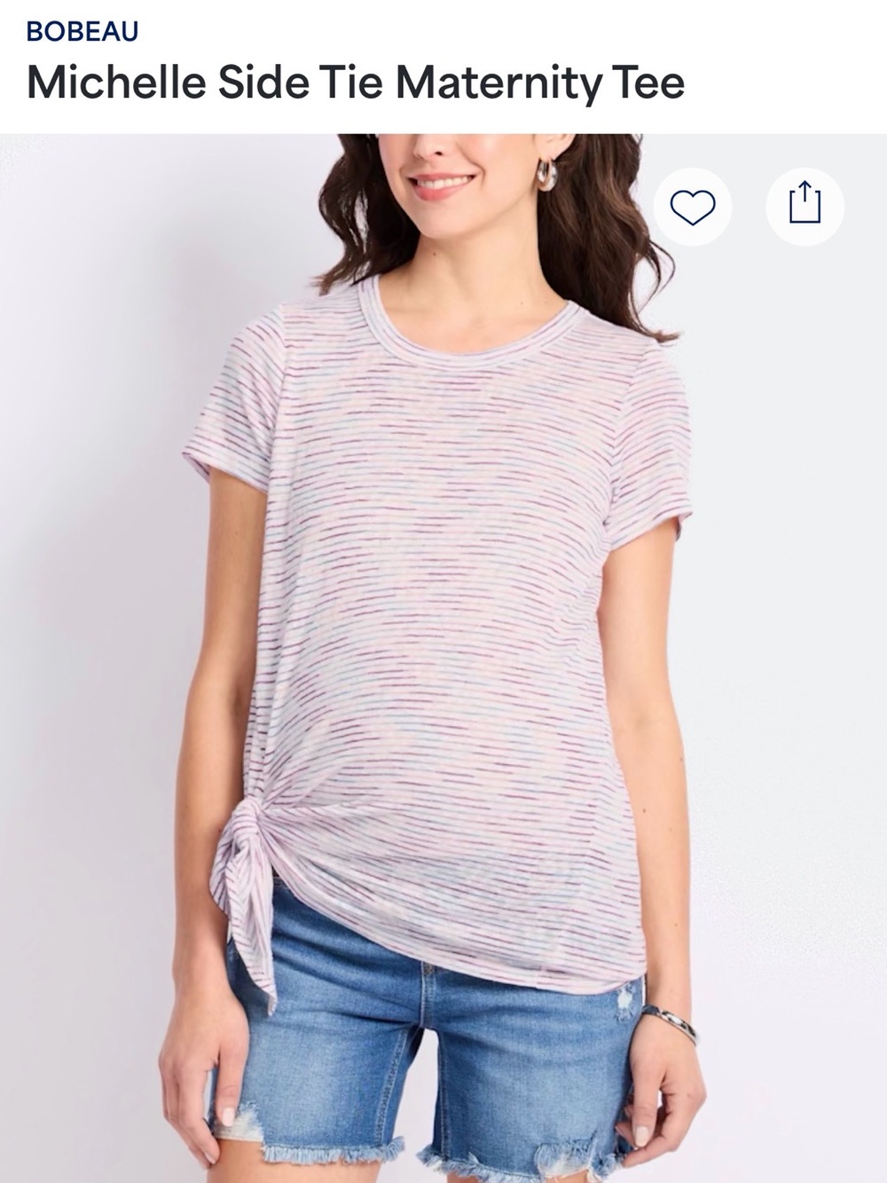Bobeau Michelle Side Tie Maternity Tee XS